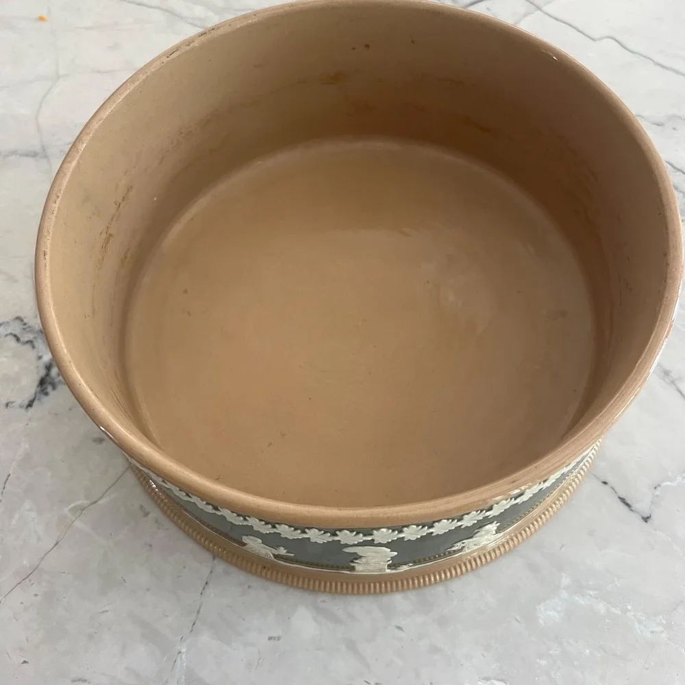 Antique Copeland‎ Late Spode Green Jasperware bowl or planter
